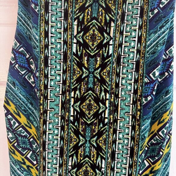 Maggy London Colorful Abstract Dress Women's Size‎ 14P Flare Slinky Comfy - Picture 2 of 10